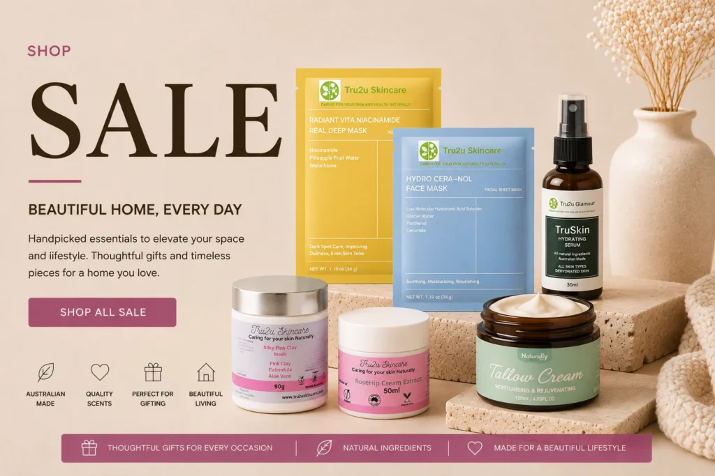 Sale products Australia – beauty, skincare, gifts and home fragrance offers at Tru2u Glamour