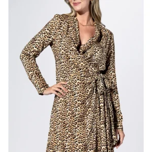 Mocha Leopard Wrap Dress