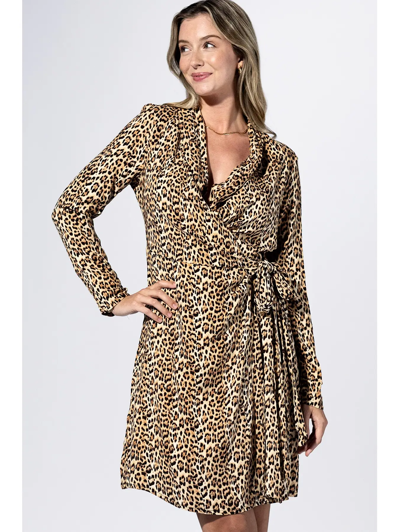 Mocha Leopard Wrap Dress