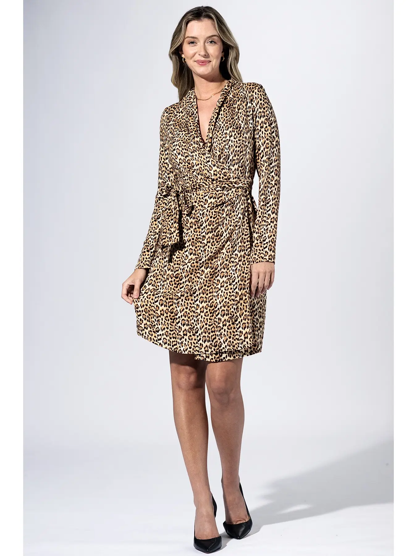 Mocha Leopard Wrap Dress