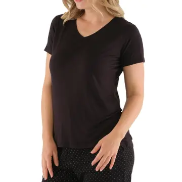 Women's Black Bamboo V Neck