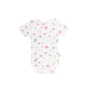 Fleur Organic Cotton Short Sleeve Bodysuit, single baby bodysuit made from organic cotton
